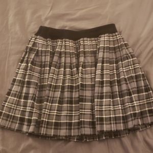 Grey Plaid Pleated Schoolgirl Mini Skirt